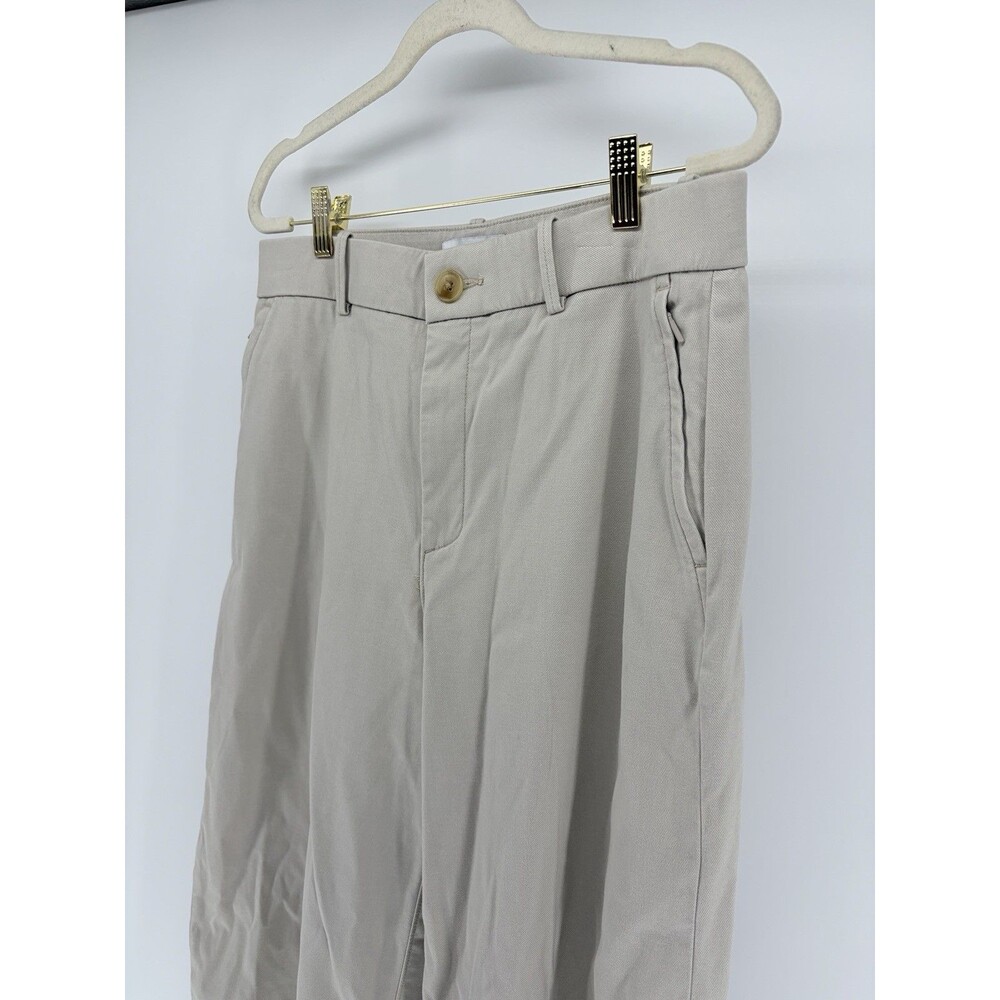 Spanx Supersmooth Stretch Twill Wide Leg Pant Light Khaki Zip Pockets Size Large
